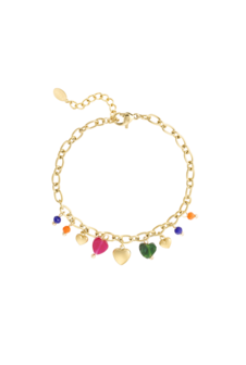 Vibrant hearts armband met 9 bedeltjes