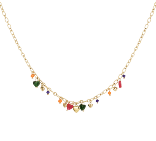 Vibrant hearts ketting met bedels